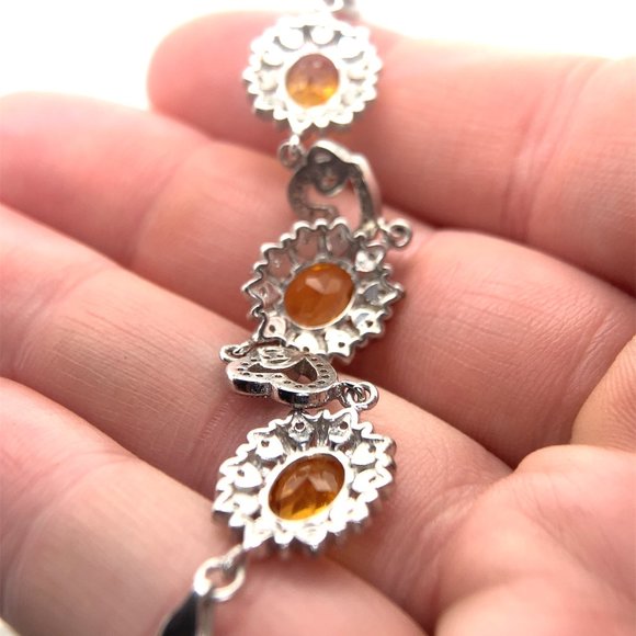 Citrine 6.02ct Platinum Finish Solid 925 Sterling Silver Bracelet - Picture 4 of 6